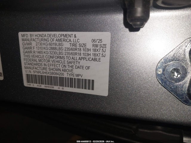 5FNRL6H6XSB084200 Honda Odyssey Ex-l
