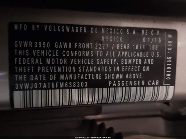 2015 VOLKSWAGEN BEETLE 3VWJ07AT5FM638303 Photo 8