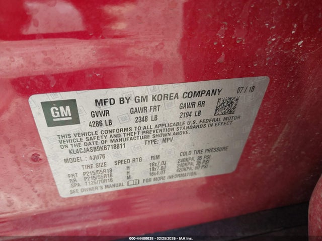 Aukcja sprzedaży 2019 Buick Encore Fwd Preferred, vin: KL4CJASB9KB718811, numer aukcji: 44480038
