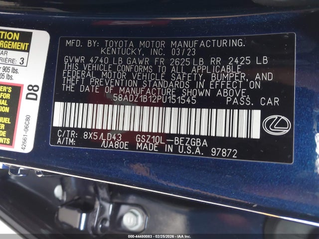 58ADZ1B12PU151545 Lexus ES 350