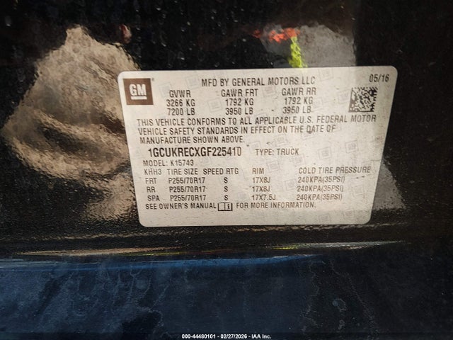 1GCUKRECXGF225410 Chevrolet Silverado 1500 1lt