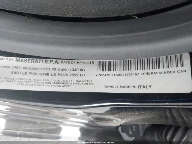 2018 MASERATI GHIBLI ZAM57XSA5J1293157 Photo 8