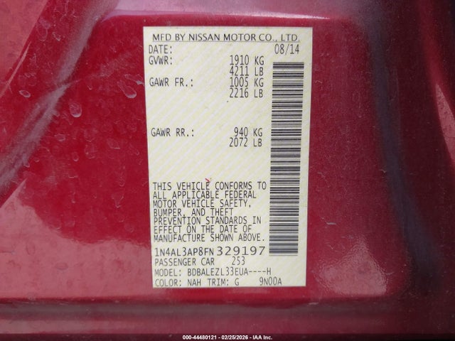 1N4AL3AP8FN329197 Nissan Altima 2.5 S