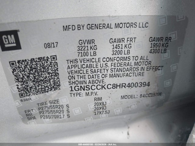 Chevrolet Tahoe Premier 2017 1GNSCCKC8HR400394 Image 9