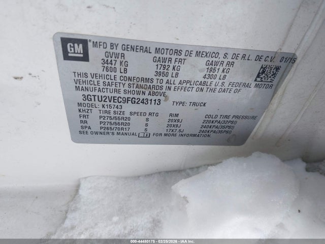 GMC Sierra 1500 Slt 2015 3GTU2VEC9FG243113 Image 9