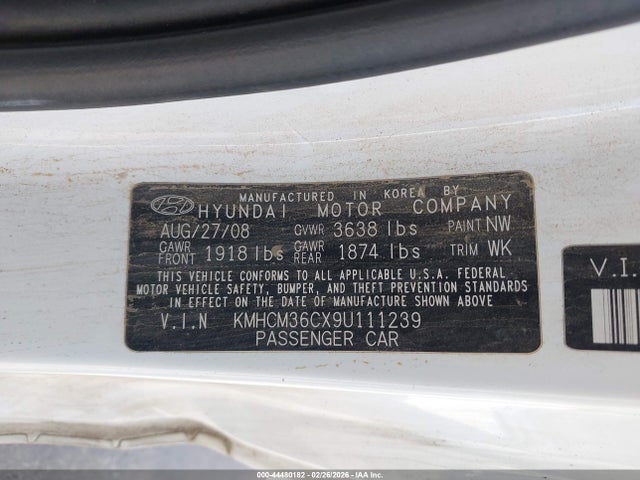 Продаж на аукціоні авто 2009 Hyundai Accent Gs, vin: KMHCM36CX9U111239, номер лоту: 44480182