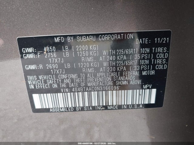 4S4BTAAC0N3166096 Subaru Outback