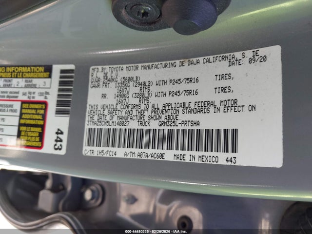 3TMAZ5CN5LM140027 Toyota Tacoma Sr5 V6
