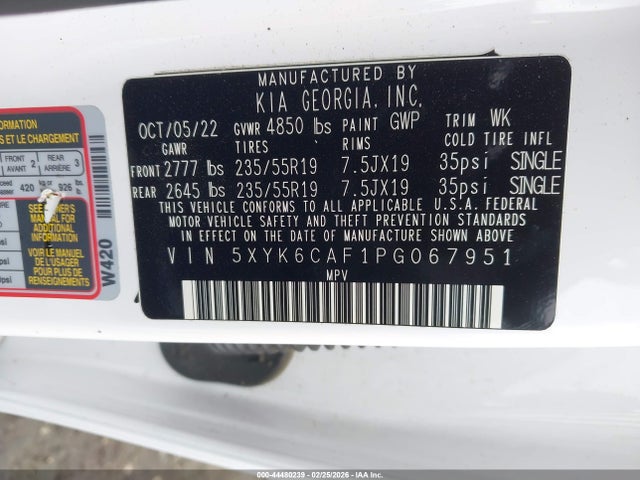 Aukcja sprzedaży 2023 Kia Sportage X-line, vin: 5XYK6CAF1PG067951, numer aukcji: 44480239