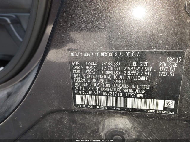 2016 HONDA HR-V 3CZRU6H71GM721719 Photo 8