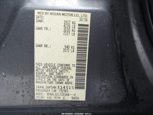 2017 NISSAN ALTIMA 1N4AL3AP5HN314515 Photo 8