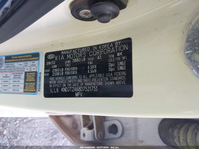 44480265 :رقم المزاد ، KNDJT2A68D7521751 vin ، 2013 Kia Soul + مزاد بيع