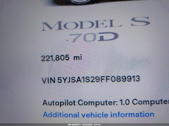 2015 TESLA MODEL S 5YJSA1S29FF089913 Photo 6
