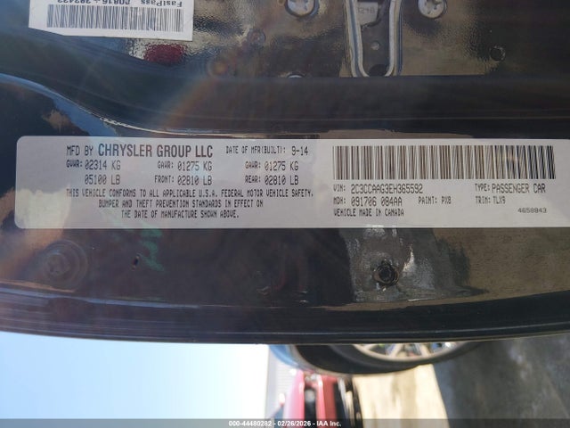Продаж на аукціоні авто 2014 Chrysler 300, vin: 2C3CCAAG3EH365592, номер лоту: 44480282