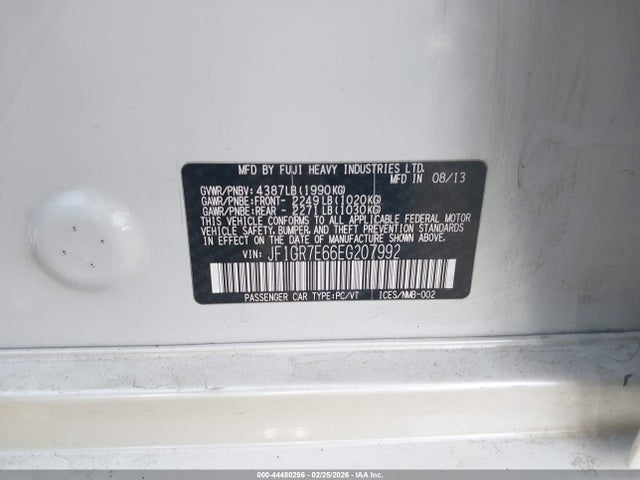 Продаж на аукціоні авто 2014 Subaru Impreza Wrx, vin: JF1GR7E66EG207992, номер лоту: 44480296