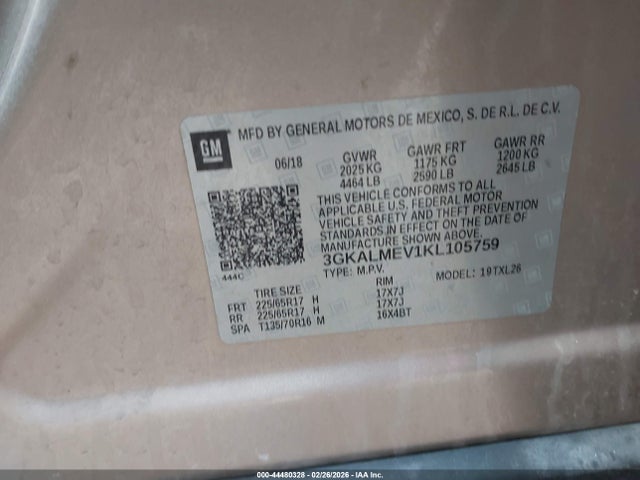 Продажа на аукционе авто 2019 Gmc Terrain Sle, vin: 3GKALMEV1KL105759, номер лота: 44480328
