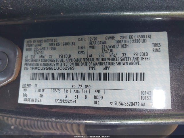 Ford ESCAPE SE 2020 1FMCU9G68LUC62969 Image 9
