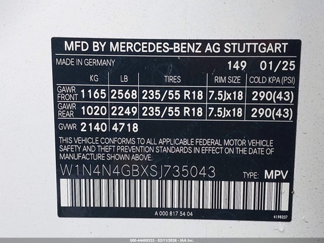 W1N4N4GBXSJ735043 Mercedes-Benz Gla 250 4matic