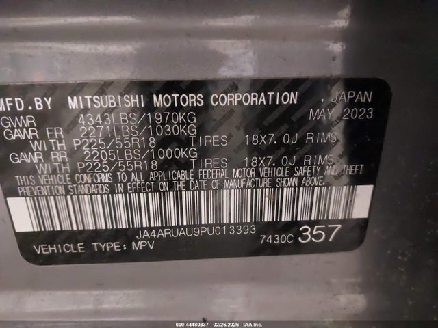Продаж на аукціоні авто 2023 Mitsubishi Outlander Sport 2.0 Es Awc, vin: JA4ARUAU9PU013393, номер лоту: 44480337