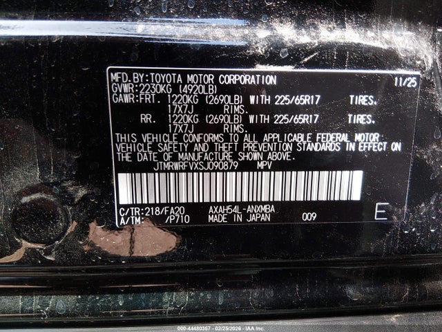 JTMRWRFVXSJ090879 Toyota Rav4 Hybrid Xle