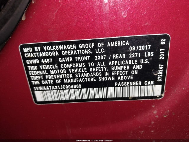 1VWAA7A31JC004669 Volkswagen Passat 2.0t R-line/2.0t S