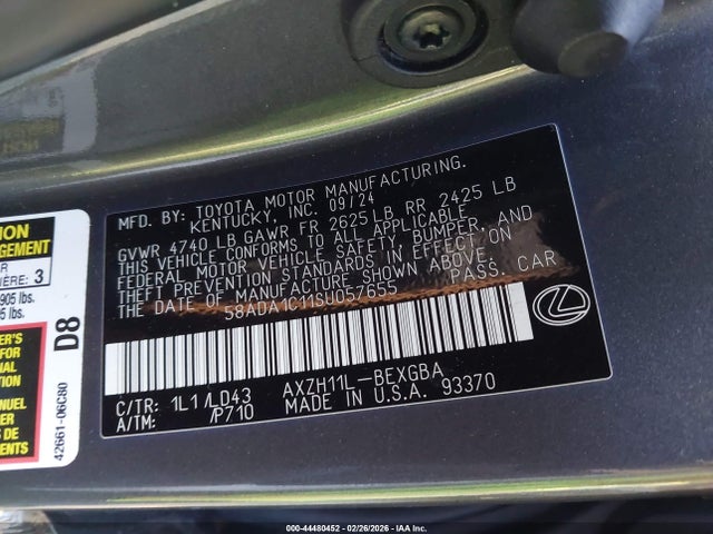 58ADA1C11SU057655 Lexus ES 300H