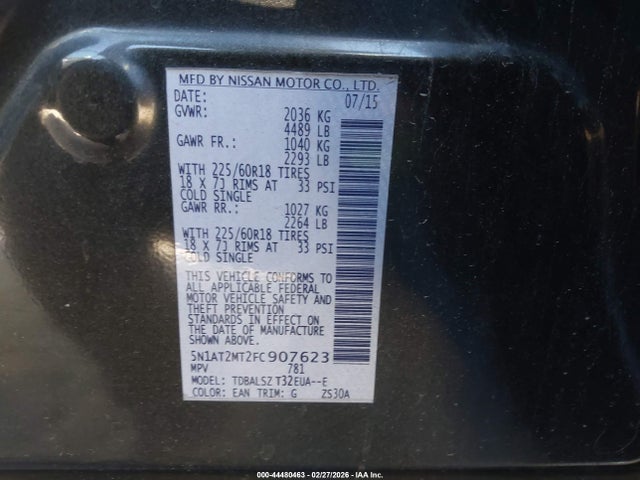 Nissan Rogue Sl 2015 5N1AT2MT2FC907623 Image 9