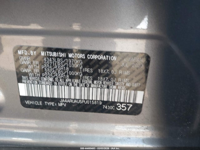 2023 MITSUBISHI OUTLANDER SPORT JA4ARUAU5PU015819 Photo 8