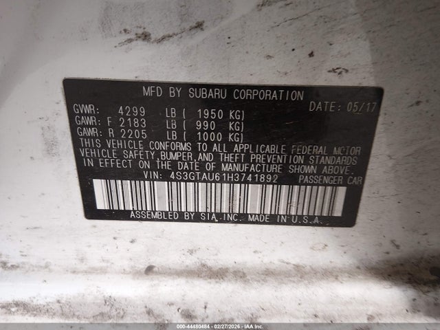 4S3GTAU61H3741892 Subaru Impreza 2.0i Limited