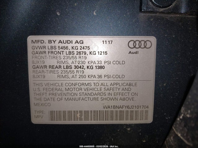 2018 AUDI Q5 WA1BNAFY6J2101704 Photo 8