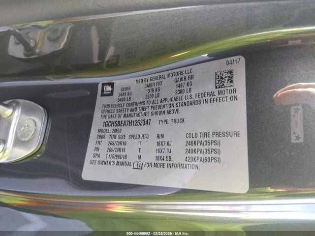 1GCHSBEA7H1253347 Chevrolet Colorado Wt
