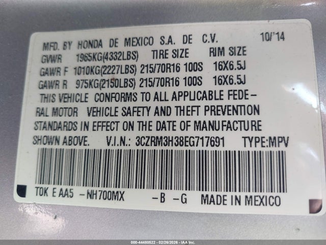 3CZRM3H38EG717691 Honda CR-V LX