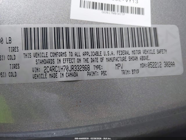 Aukcja sprzedaży 2018 Chrysler Pacifica Hybrid Touring Plus, vin: 2C4RC1H70JR332968, numer aukcji: 44480539