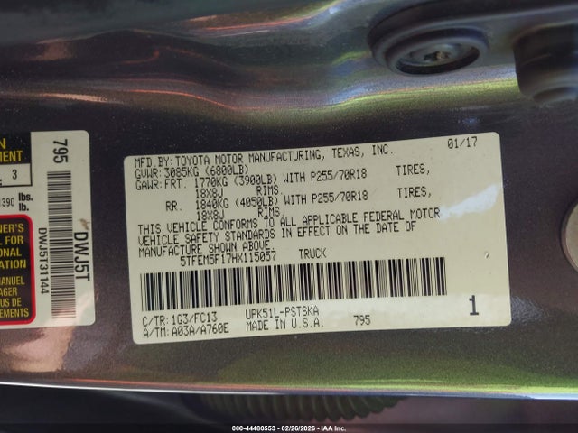 5TFEM5F17HX115057 Toyota Tundra Sr5 4.6l V8