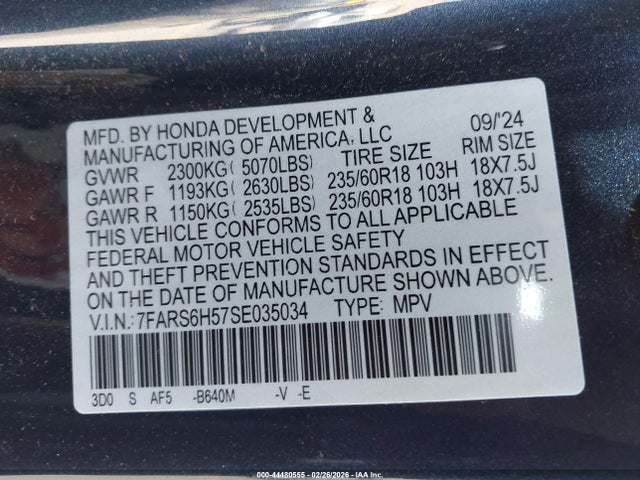 7FARS6H57SE035034 Honda Cr-v Hybrid Sport