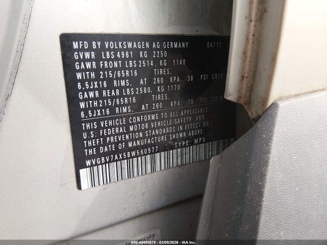 2011 VOLKSWAGEN TIGUAN WVGBV7AX5BW560977 Photo 8