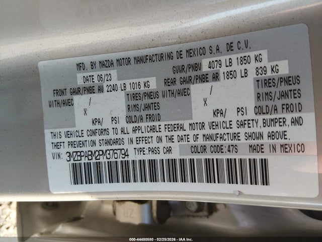 2023 MAZDA MAZDA3 3MZBPABM2PM376794 Photo 8