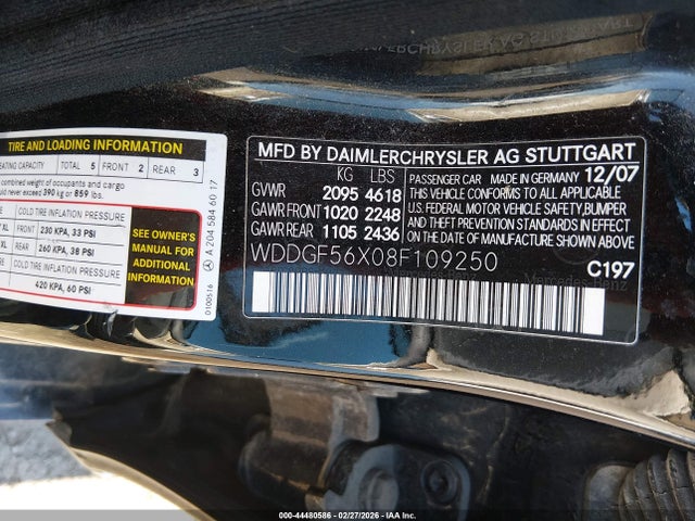 Продаж на аукціоні авто 2008 Mercedes-benz C 350 Sport, vin: WDDGF56X08F109250, номер лоту: 44480586