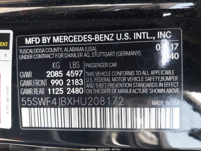 55SWF4JBXHU208172 Mercedes-Benz C 300