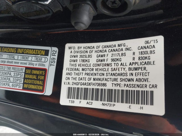 2HGFG4A5XFH706986 Honda CIVIC SI