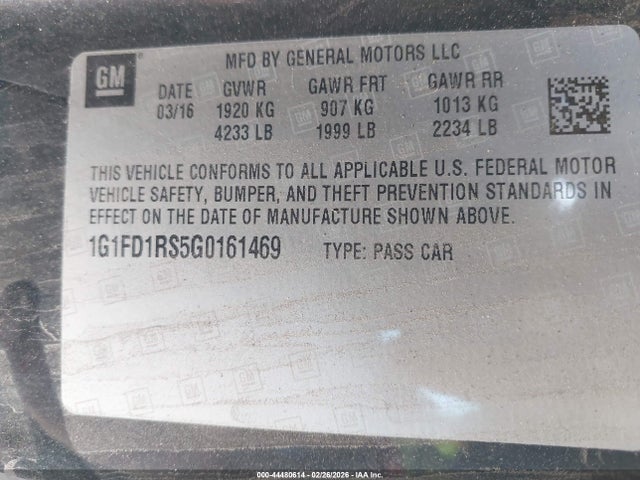 1G1FD1RS5G0161469 Chevrolet Camaro 2lt