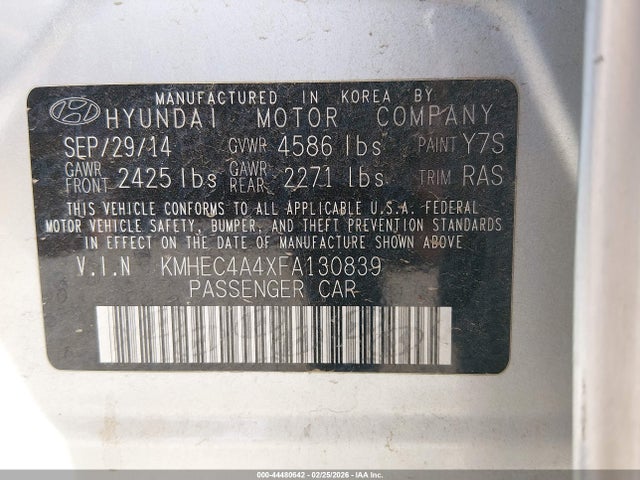 Hyundai Sonata Hybrid Limited 2015 KMHEC4A4XFA130839 Image 9