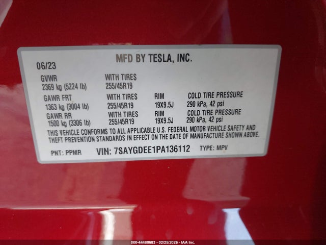 2023 TESLA MODEL Y 7SAYGDEE1PA136112 Photo 8