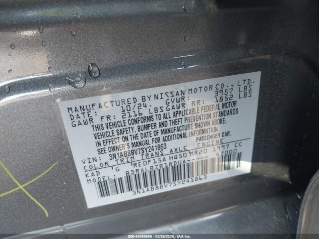3N1AB8BV7SY241863 Nissan SENTRA S