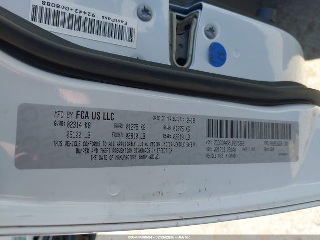 44480694 :رقم المزاد ، 2C3CCAAG5JH275368 vin ، 2018 Chrysler 300 Touring مزاد بيع