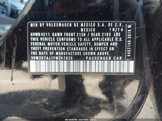 3VW2K7AJ1FM247825 Volkswagen Jetta 2.0l S