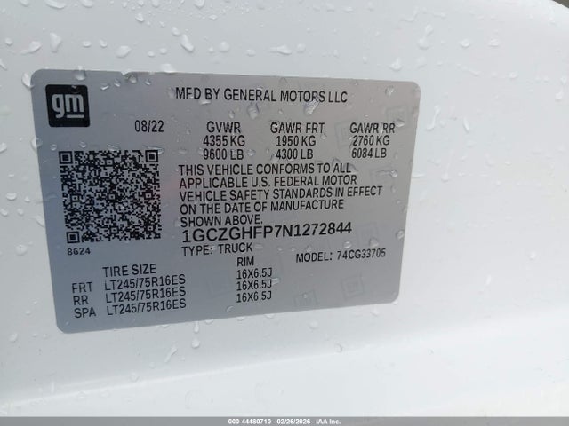 1GCZGHFP7N1272844 Chevrolet Express Cargo Rwd 3500 Extended Wheelbase Wt