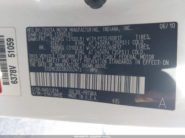 2011 TOYOTA SIENNA 5TDYK3DC0BS052473 Photo 8