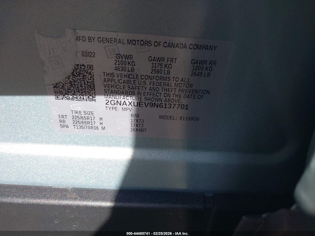 2022 CHEVROLET EQUINOX 2GNAXUEV9N6137701 Photo 8