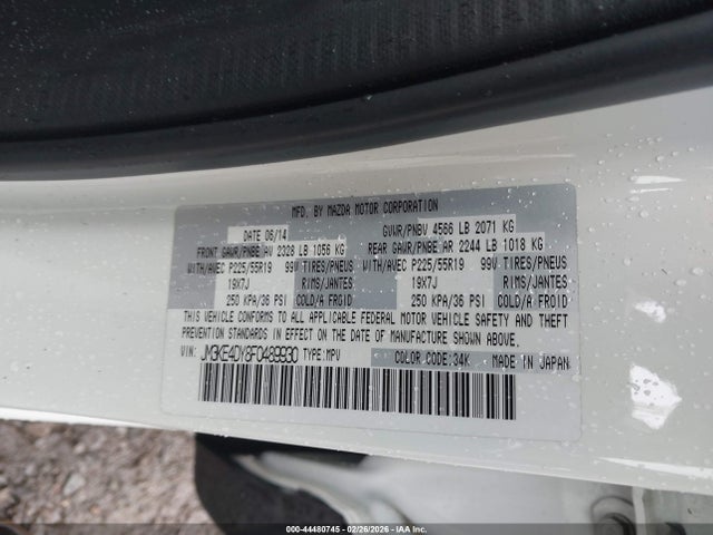 2015 Mazda Cx-5 Grand Touring მანქანა იყიდება აუქციონზე, vin: JM3KE4DY8F0489930, აუქციონის ნომერი: 44480745